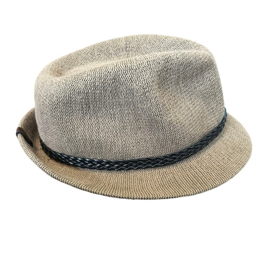 Rudsak Women's Tan Black Cuir Leather Structured Knit Sun Hats Size XS